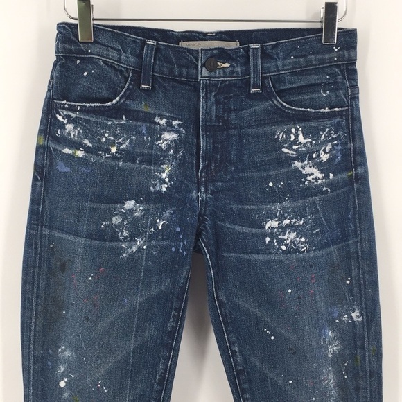 VINCE Splatter Jeans distressed Skinny 26 9” Rise - Picture 4 of 9